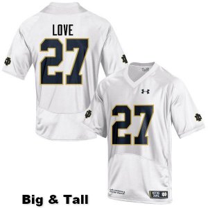 Notre Dame Fighting Irish Men's Julian Love #27 White Under Armour Authentic Stitched Big & Tall College NCAA Football Jersey CQN5699RC